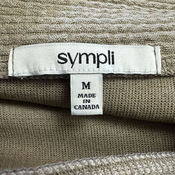Sympli Womens M Mock Neck Ribbed Pullover Sweater Natural Beige Comfy Minimalist - Picture 3 of 7